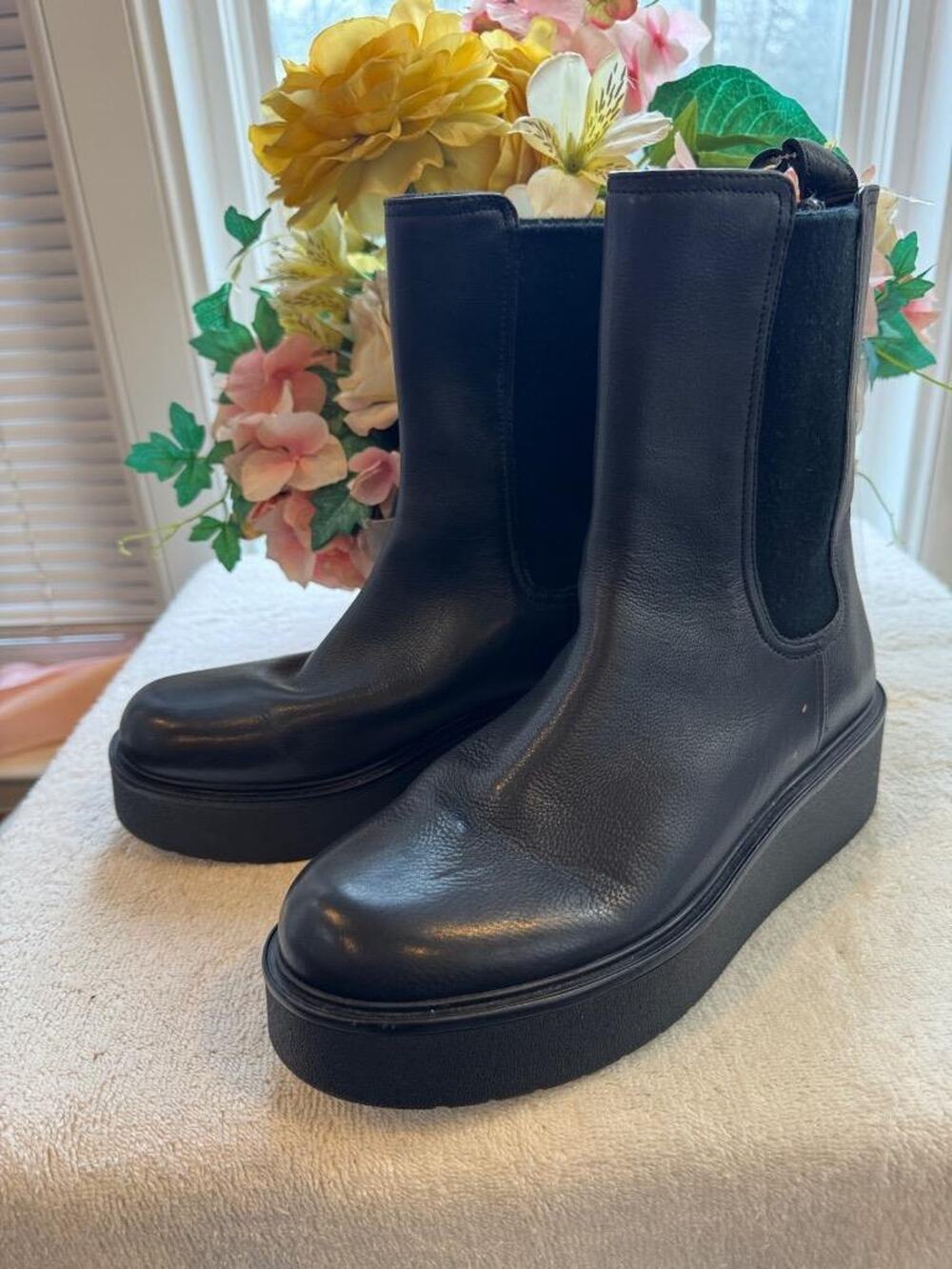 Vince Brinton platform Leather Round Toe Chelsea Boots 39.5 us 9.5 (bota1400